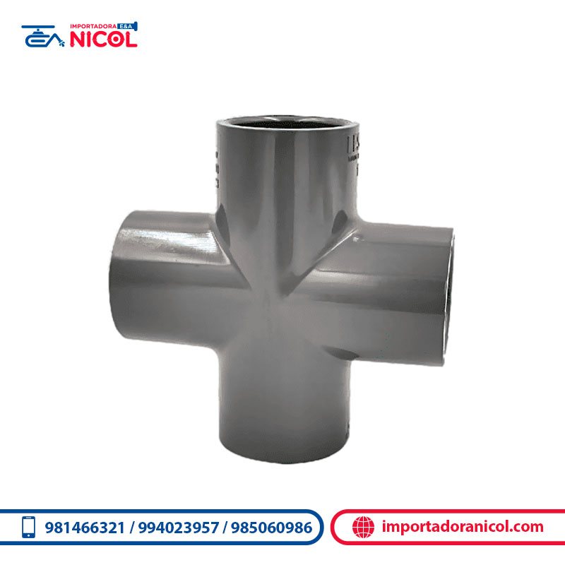 Cruceta SCH80 a presión PVC LESSO